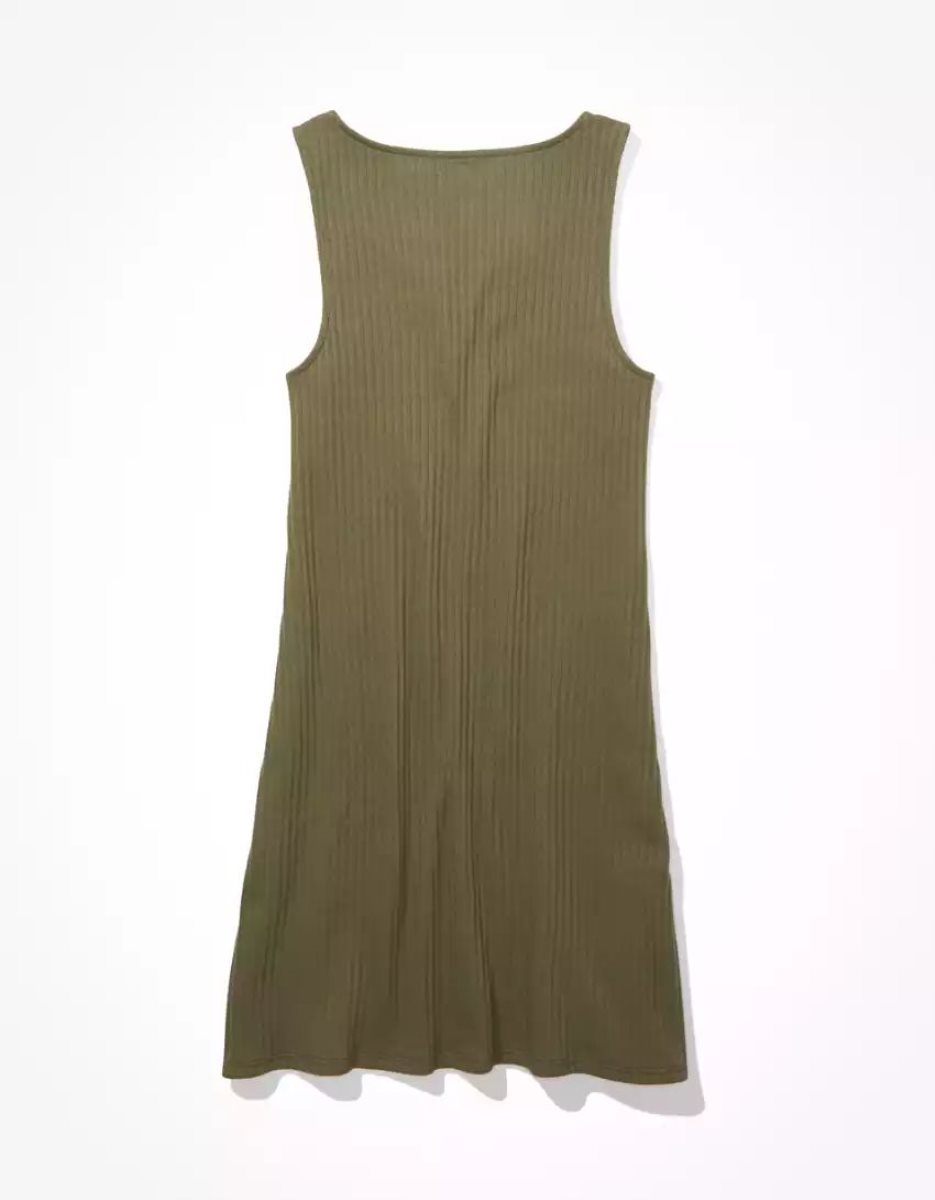 Mini Robe American Eagle AE Notch Neck Vert Olive Femme | PEN-45093391